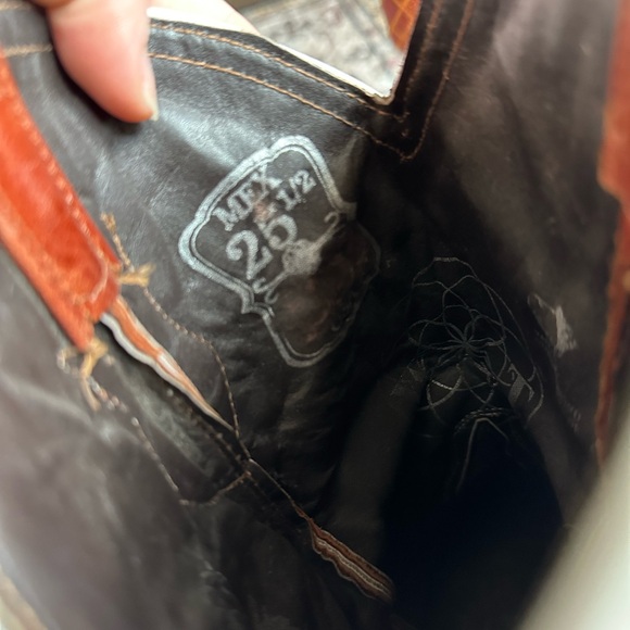 Brown and Red Ostrich Leather Cowboy Boots - Picture 6 of 6